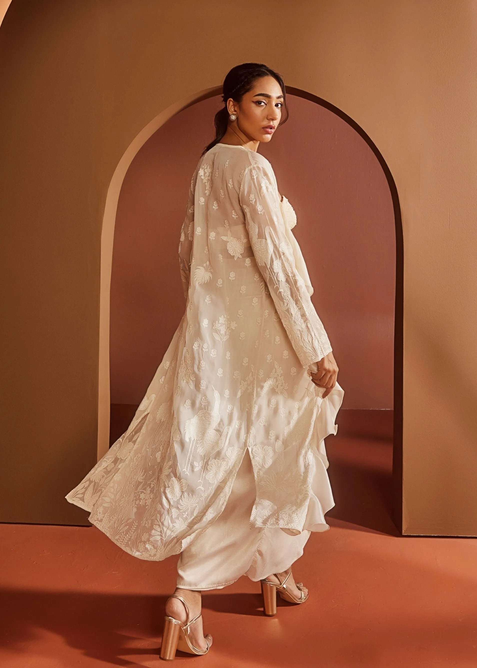 Aashvi Ivory Shimmer Embroidered Coord Set