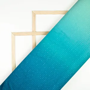 Astronaut Blue And Mint Green Ombre Pattern Sequins Digital Print Superior Velvet Fabric (Width 58 Inches)