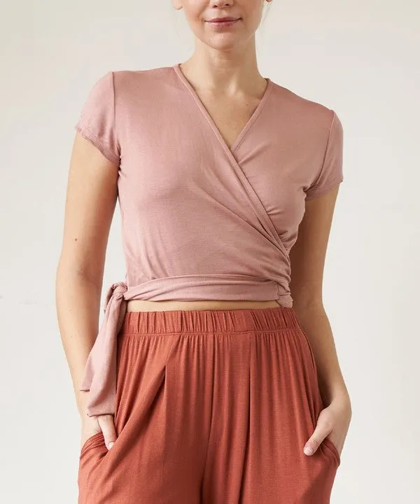 Bamboo Wrap Crop Cam Sleeve Top