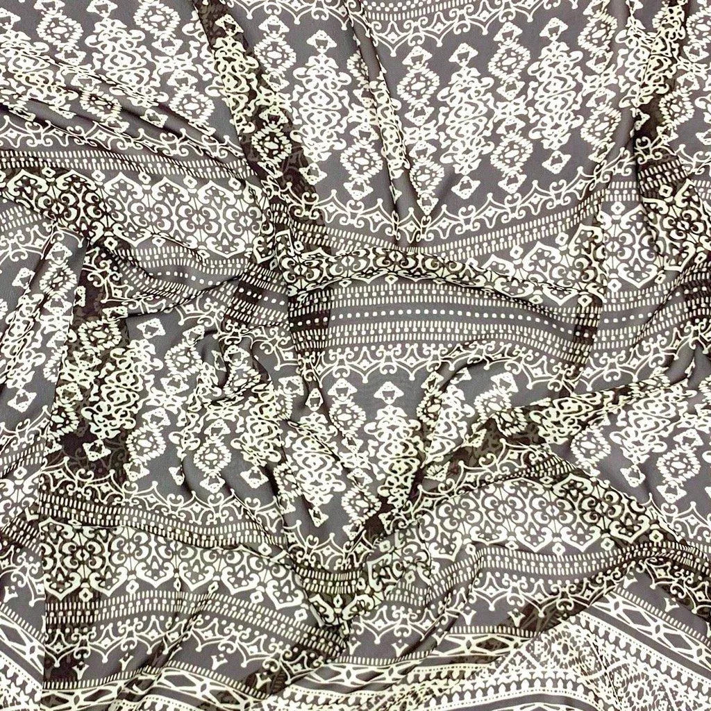 Brown Vintage Scandinavian Chiffon Fabric
