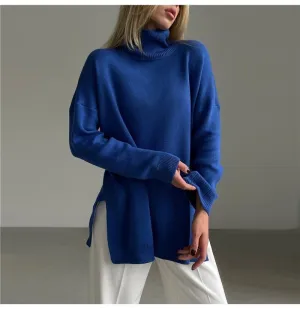 Camisola em Malha Oversize Gola Alta