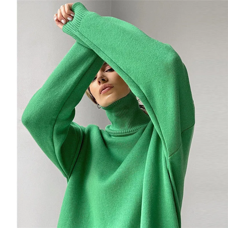 Camisola em Malha Oversize Gola Alta