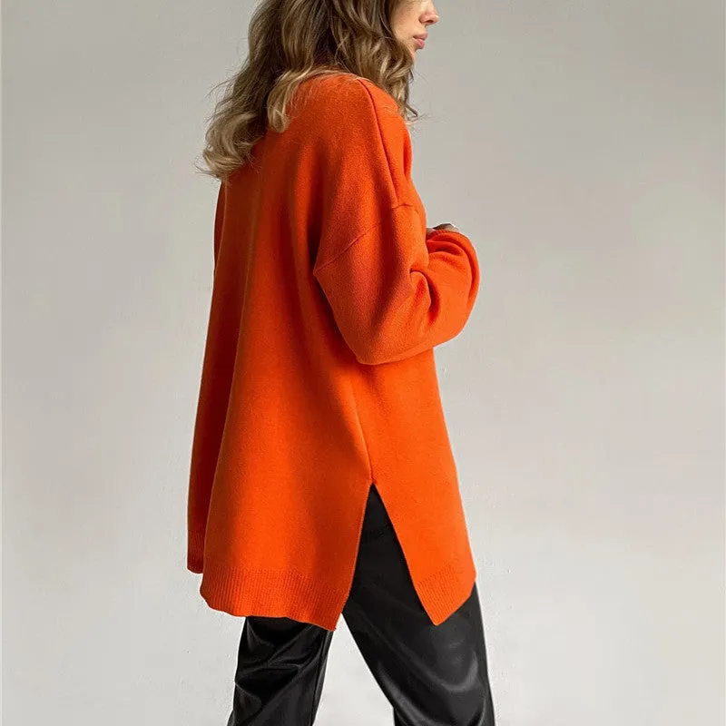 Camisola em Malha Oversize Gola Alta