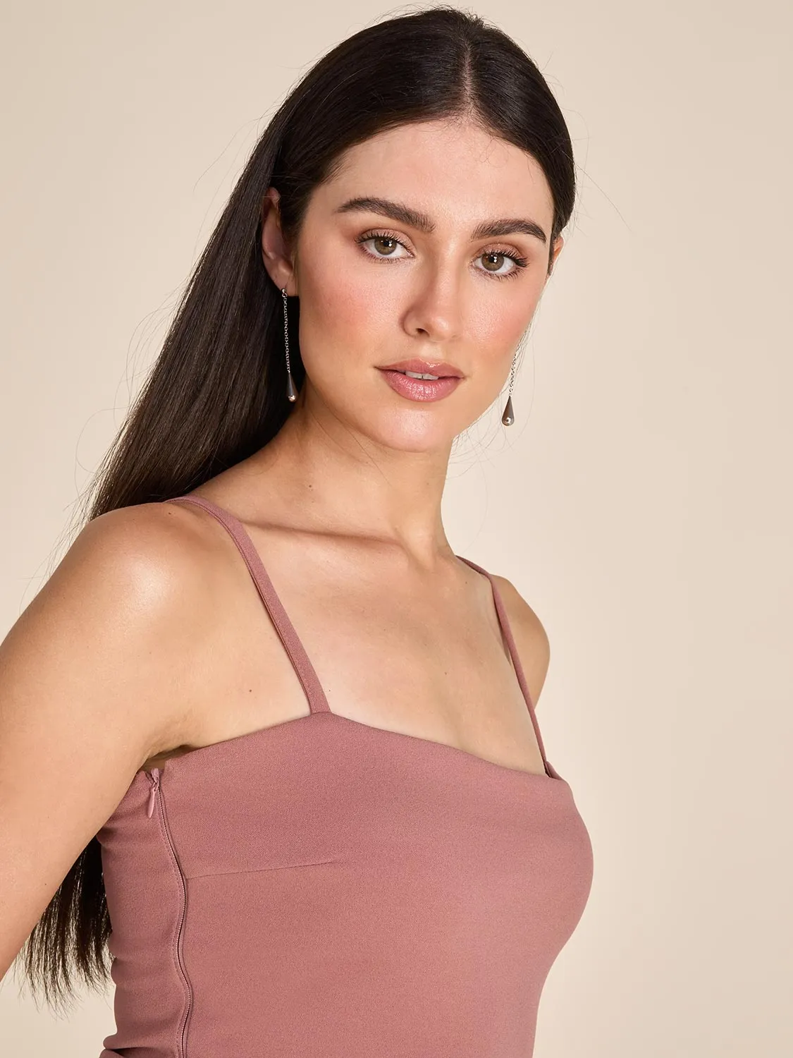 Fitted Gown With Ruffled Side Slit