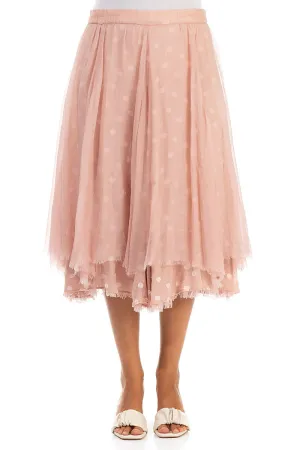 Flared Rose Silk Chiffon Skirt