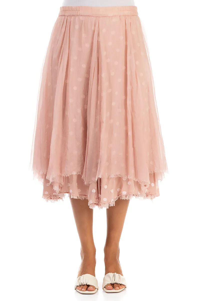 Flared Rose Silk Chiffon Skirt