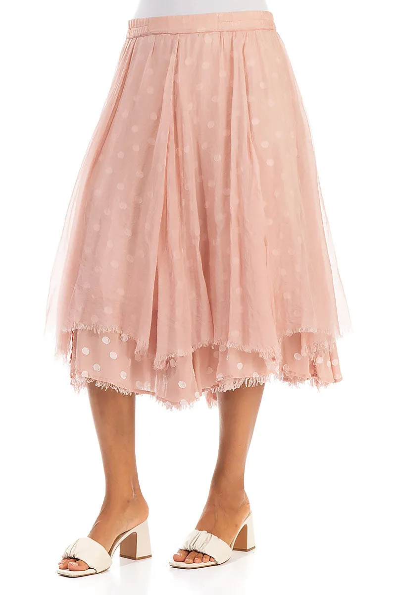 Flared Rose Silk Chiffon Skirt
