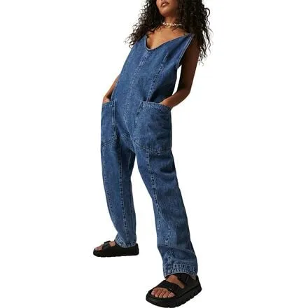 Free People Women's High Roller Jumpsuit, Sapphire Blue