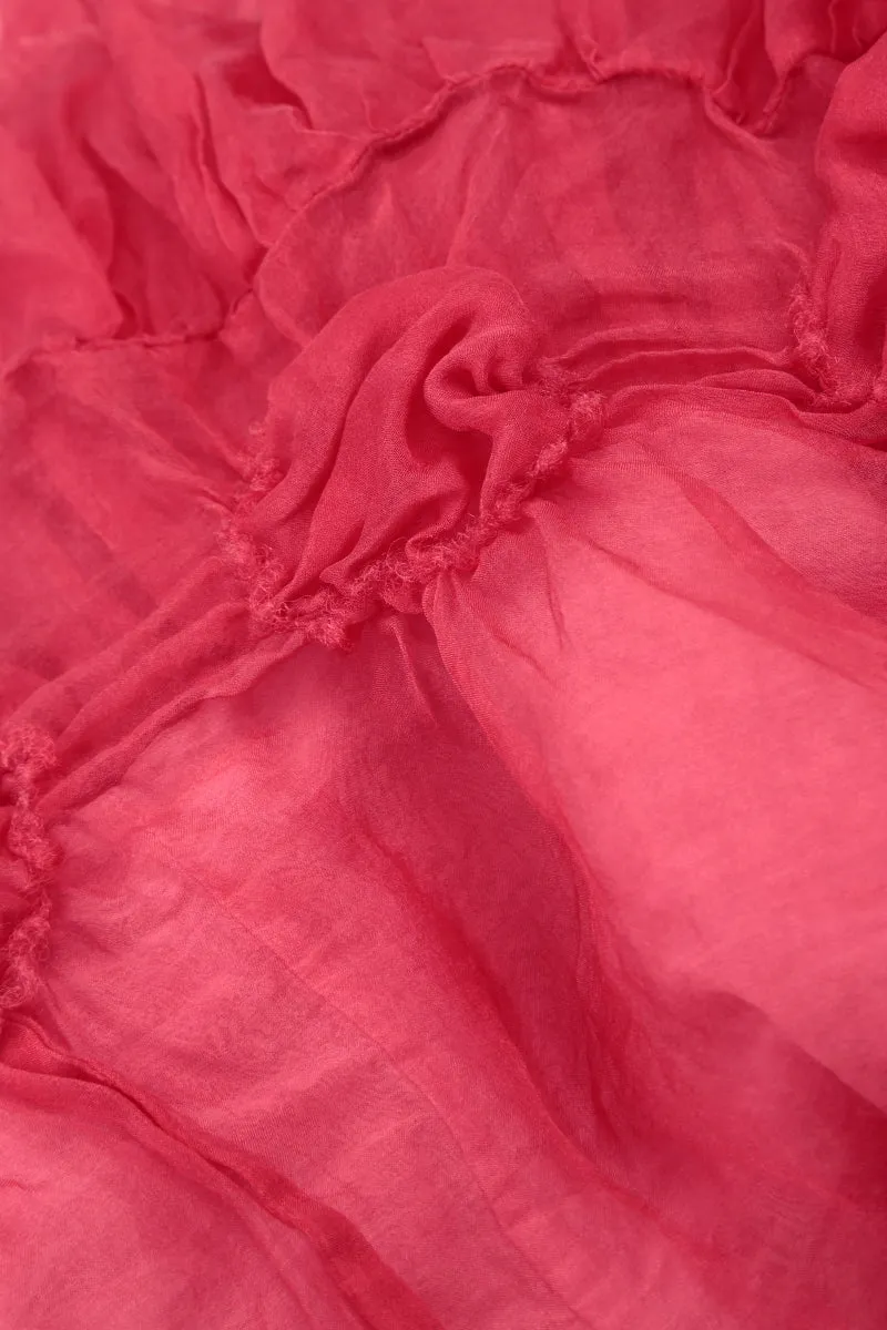 Frilled Raspberry Silk Chiffon Skirt