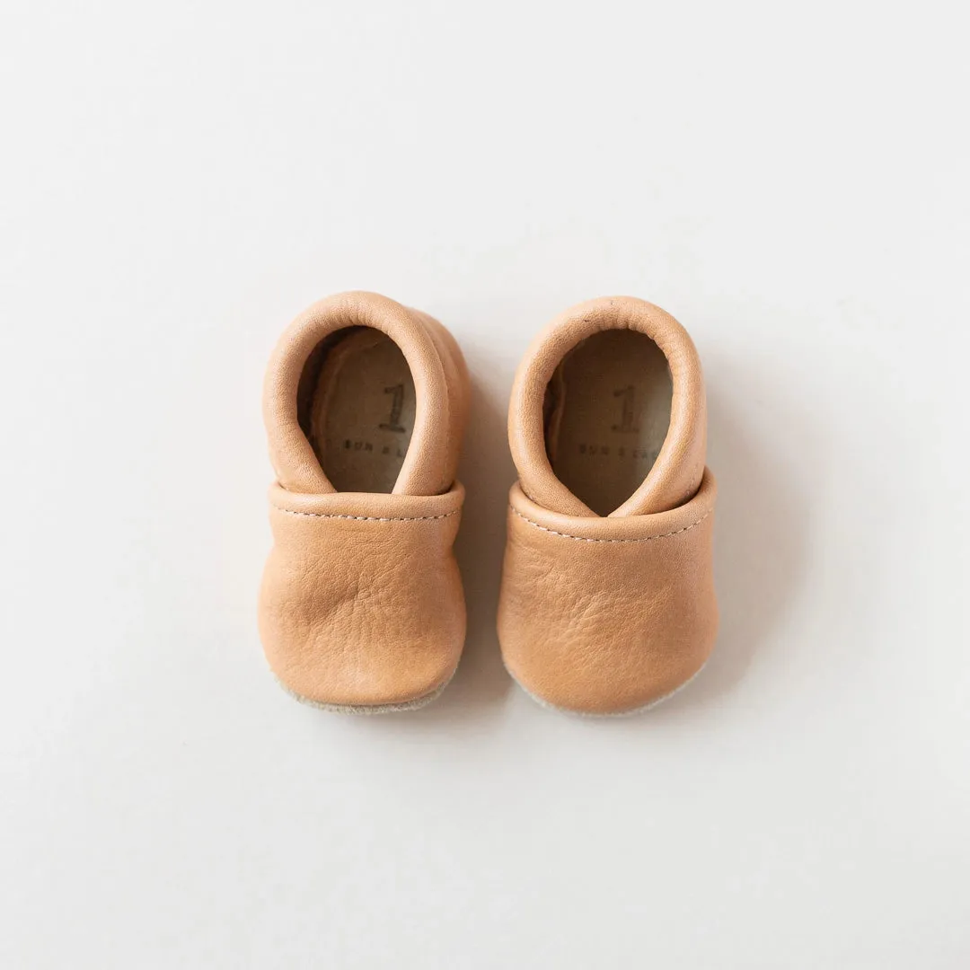 Gender Neutral Baby Moccs, Caramel