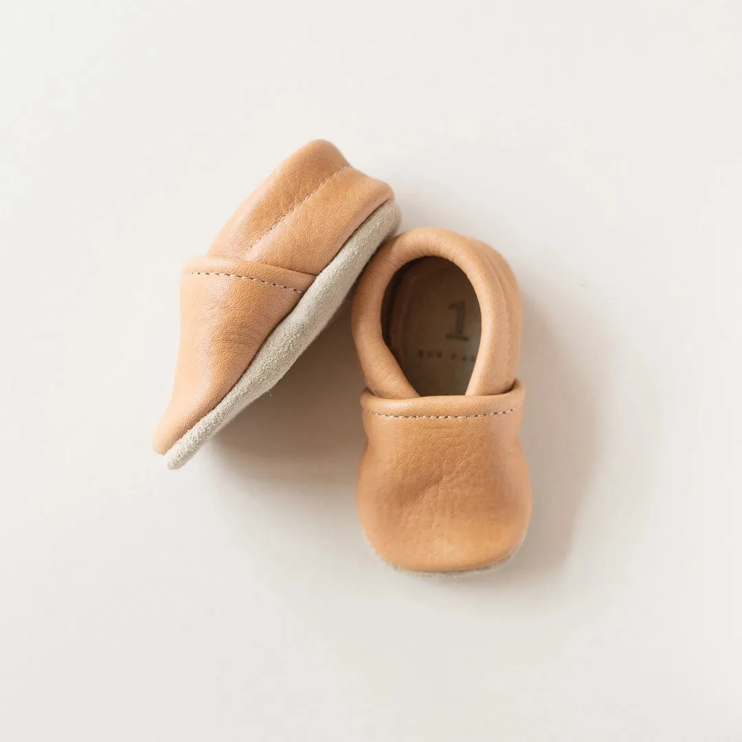 Gender Neutral Baby Moccs, Caramel