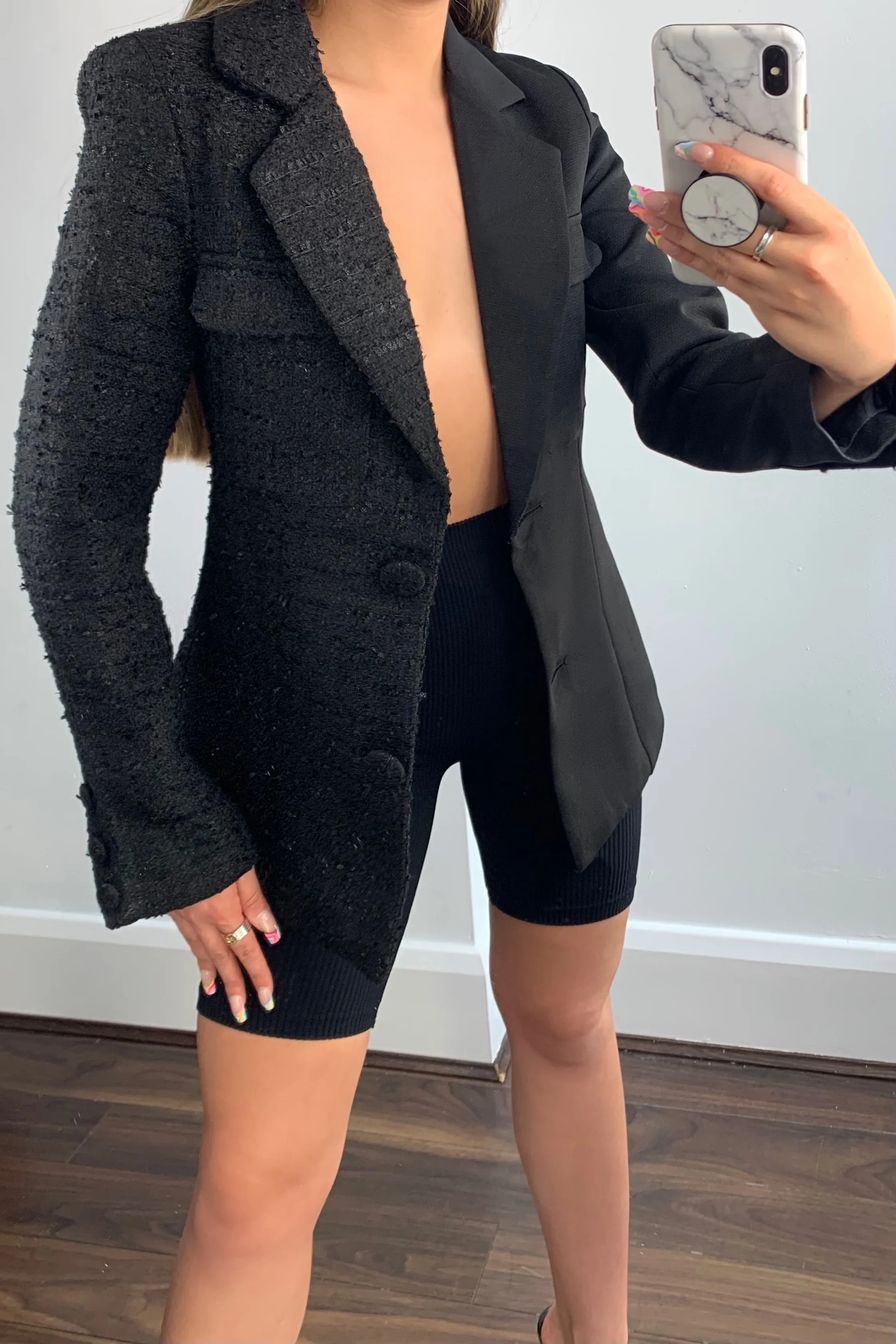 Kim Black Splice Tweed Tailored Blazer
