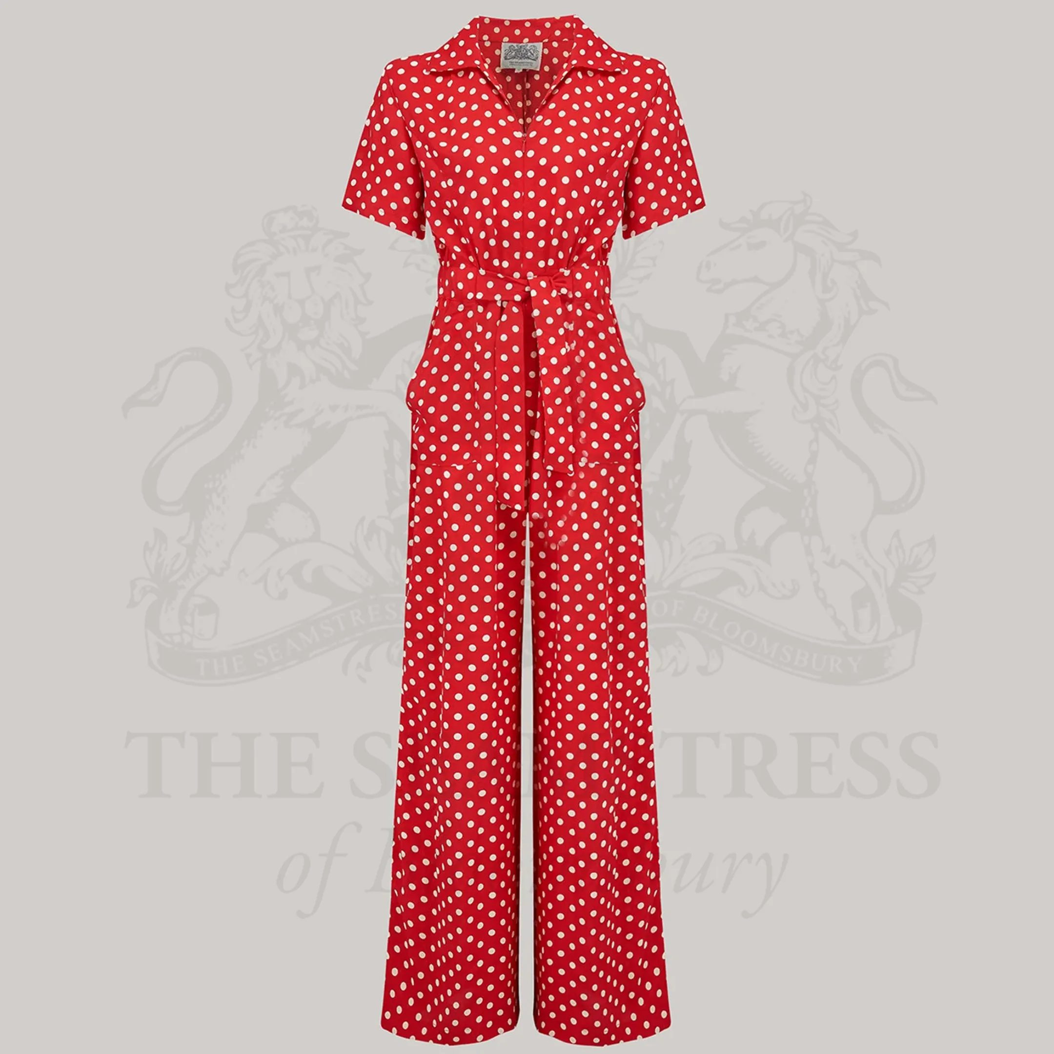 Lauren Siren Suit in Red Polka