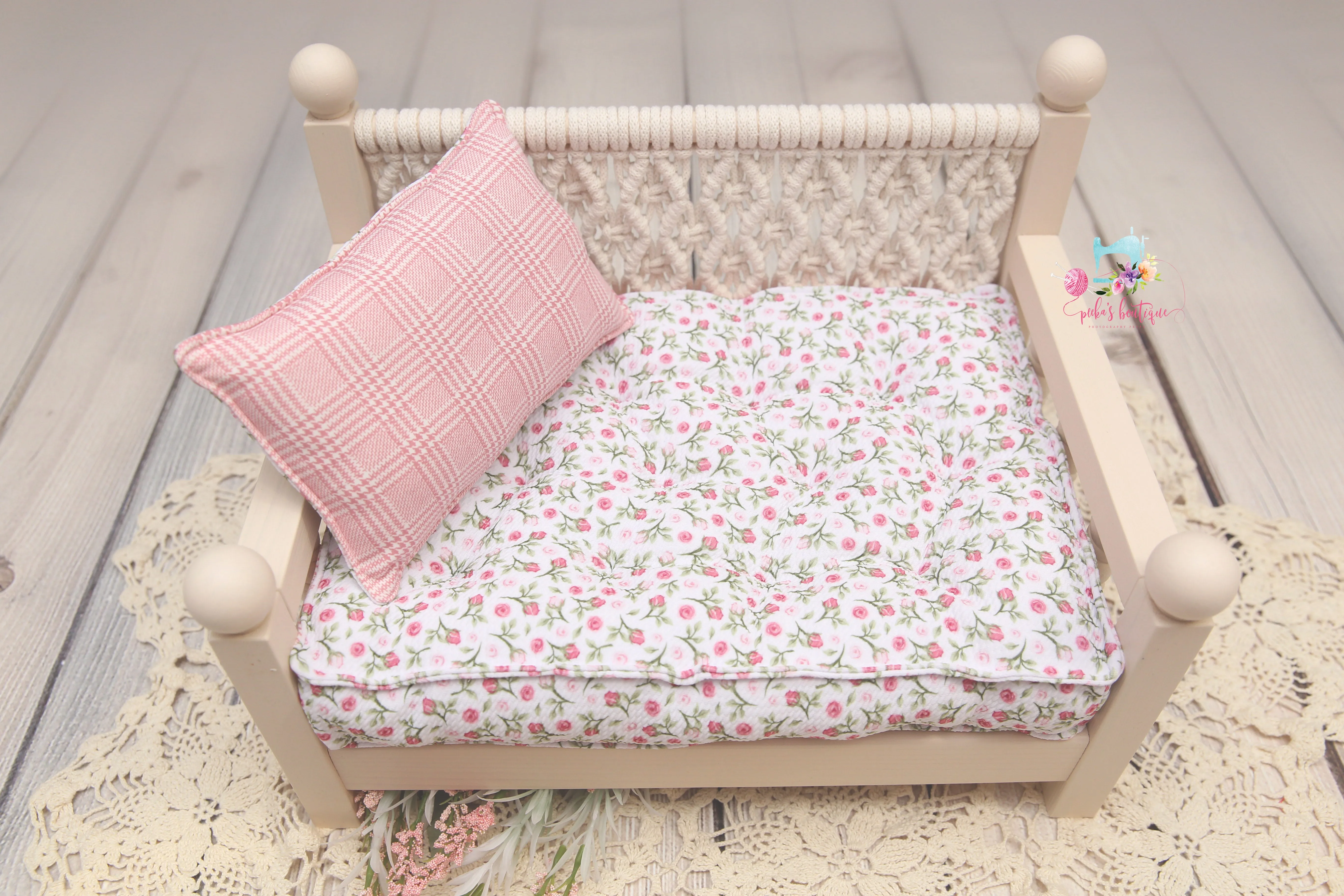 MADE TO ORDER- REVERSIBLE 2 Color Rose Garden and Plaid- NB Mattress
