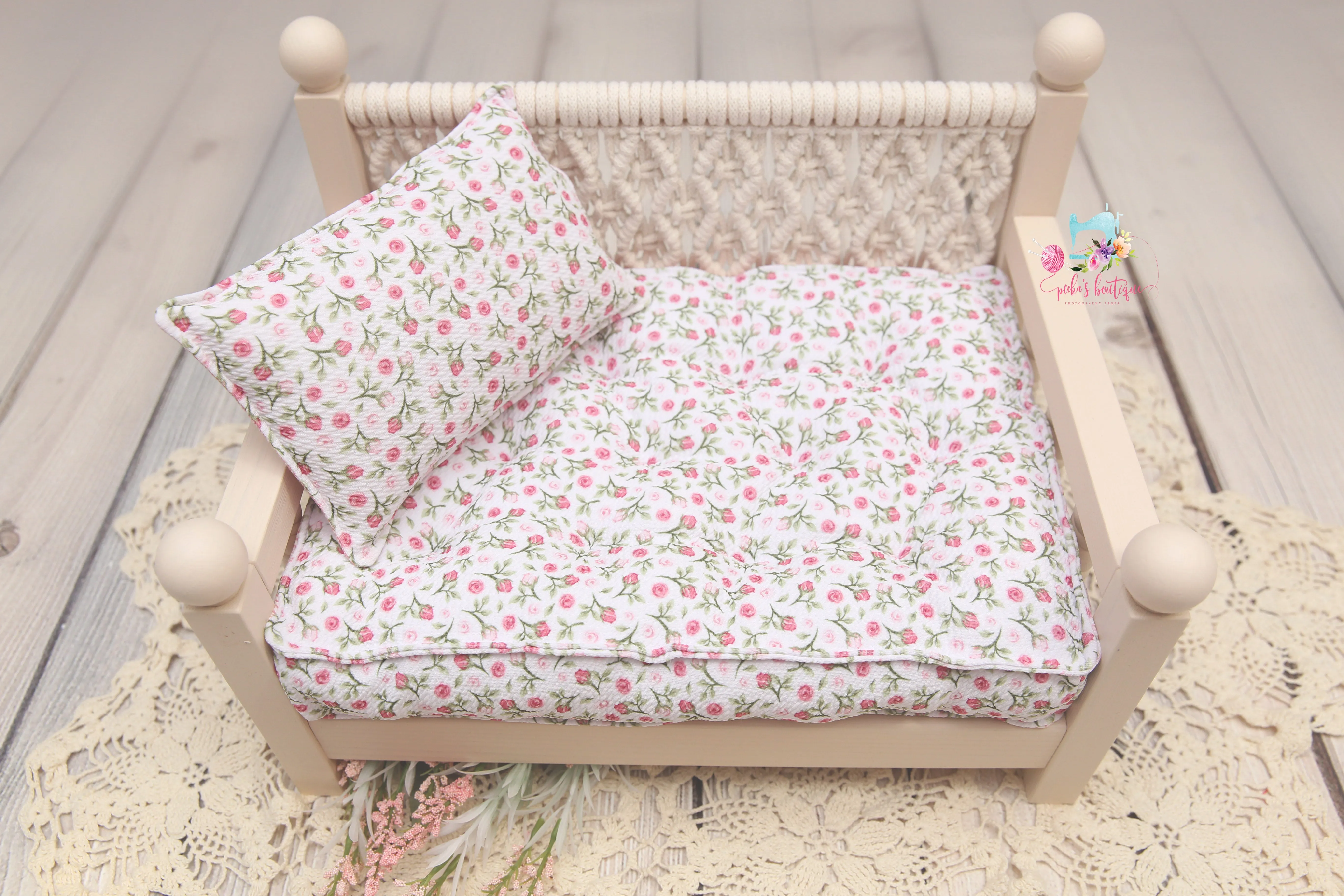 MADE TO ORDER- REVERSIBLE 2 Color Rose Garden and Plaid- NB Mattress