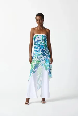 Mesh and Silk Tropical Print Jumpsuit
