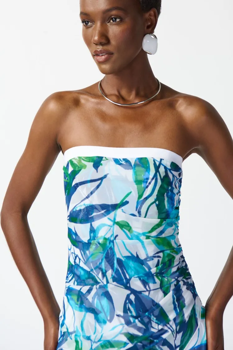 Mesh and Silk Tropical Print Jumpsuit