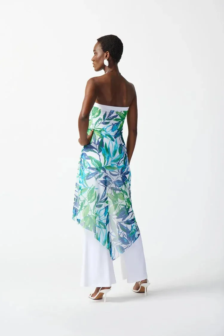Mesh and Silk Tropical Print Jumpsuit