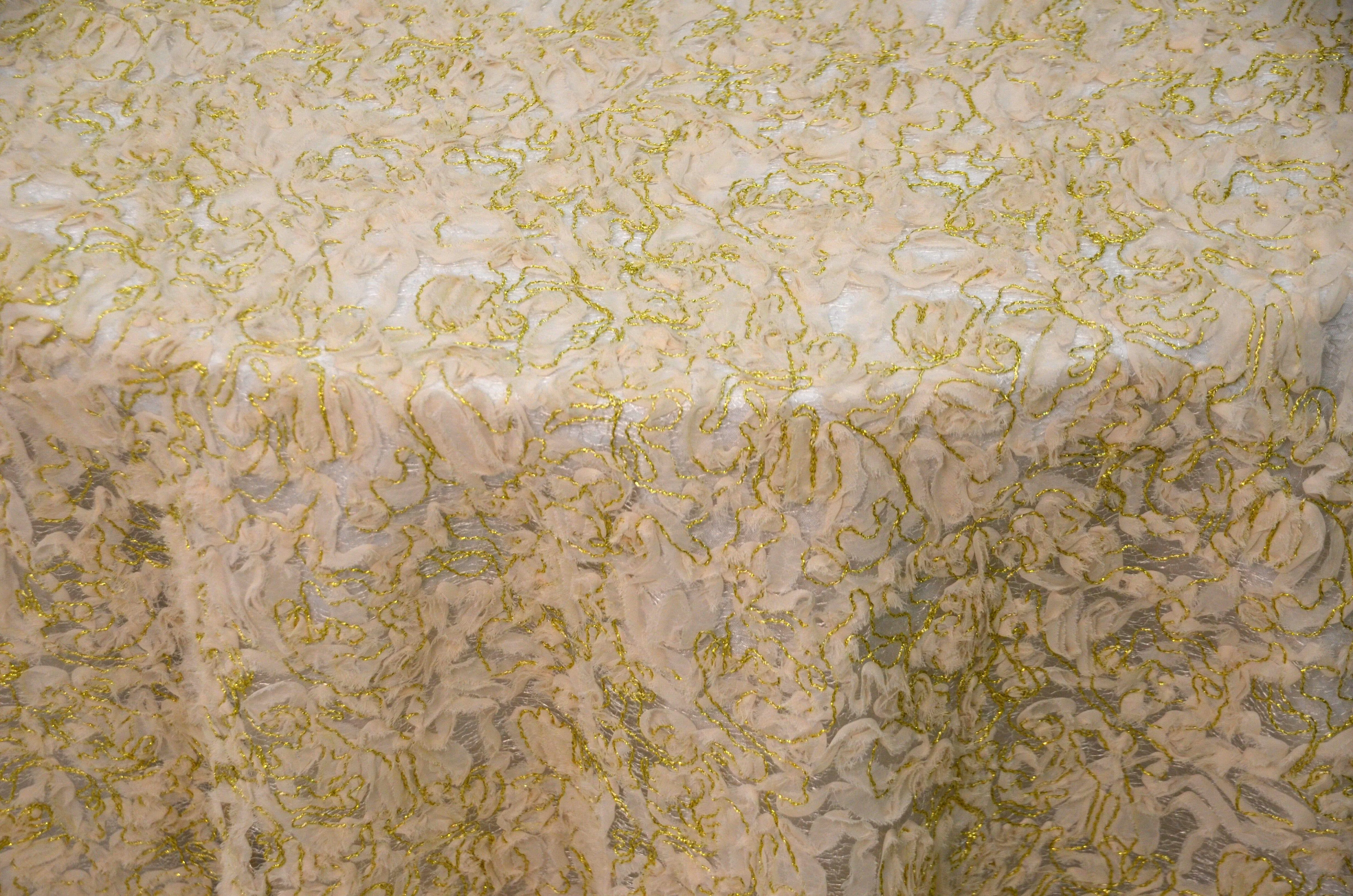 Metallic Enchanted Lace Fabric | Enchanted Sheer Embroidery | 52" Wide | Patina Sheer Lace | Blissful Sheer Lace |