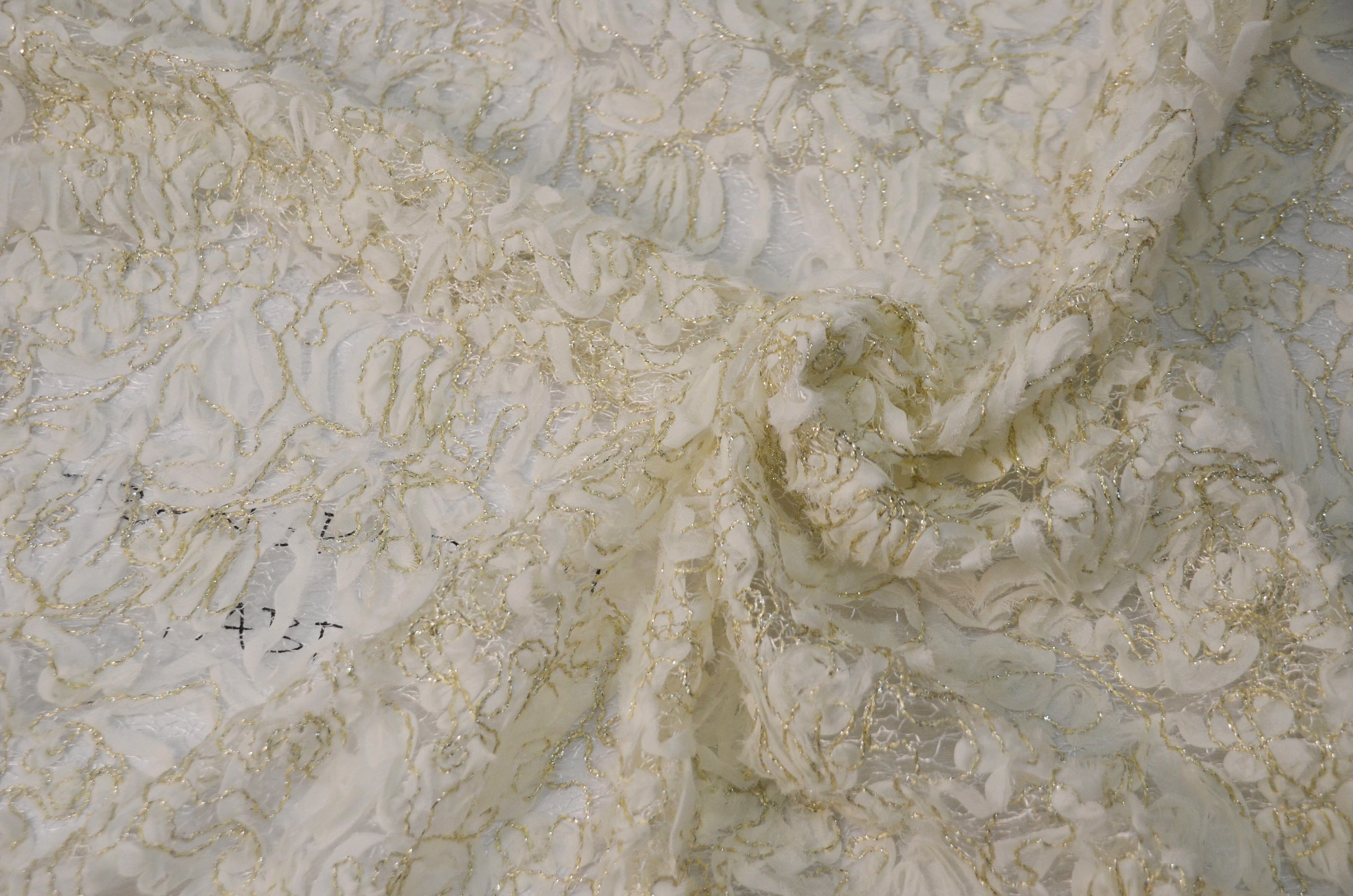 Metallic Enchanted Lace Fabric | Enchanted Sheer Embroidery | 52" Wide | Patina Sheer Lace | Blissful Sheer Lace |
