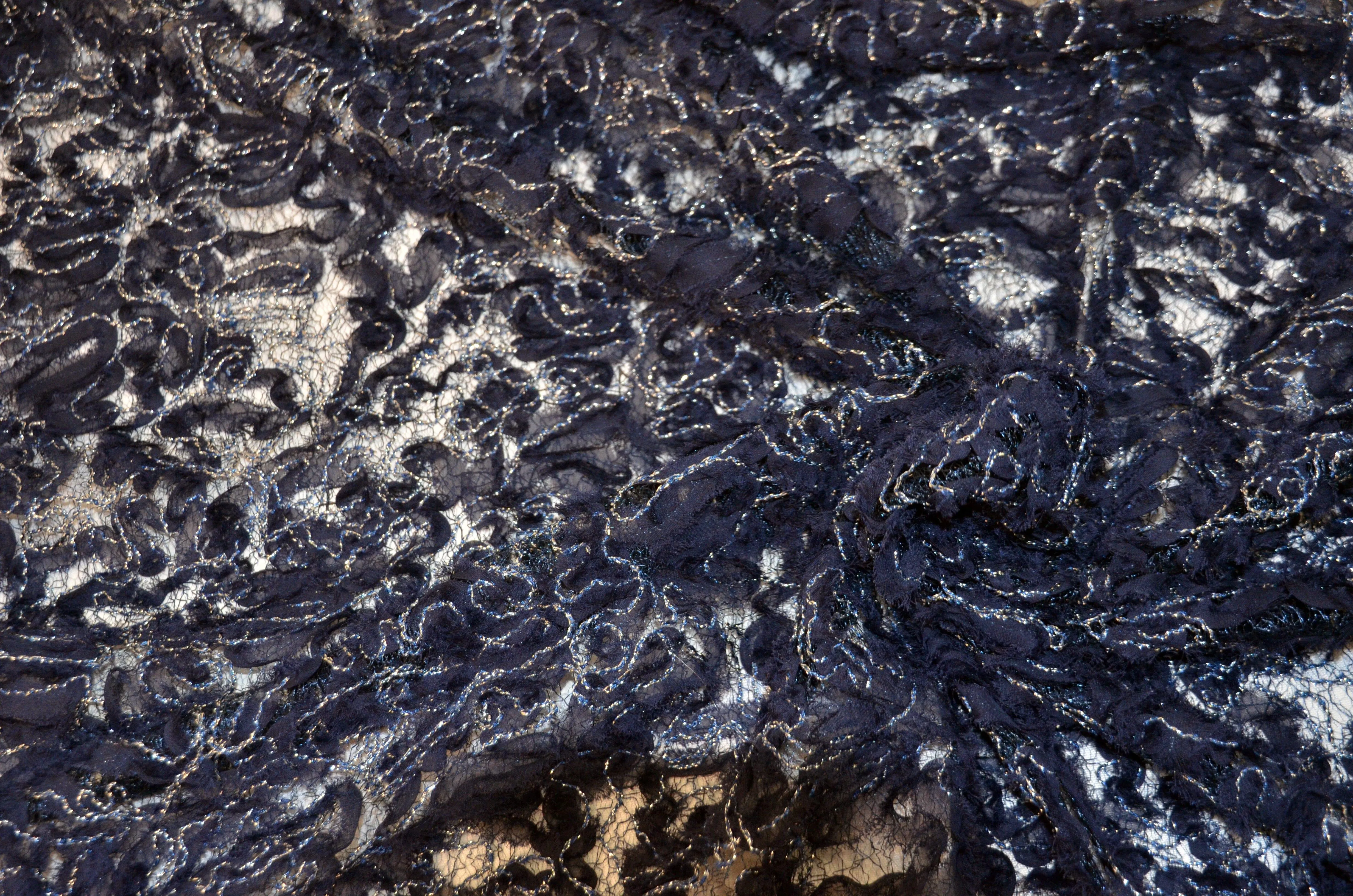 Metallic Enchanted Lace Fabric | Enchanted Sheer Embroidery | 52" Wide | Patina Sheer Lace | Blissful Sheer Lace |