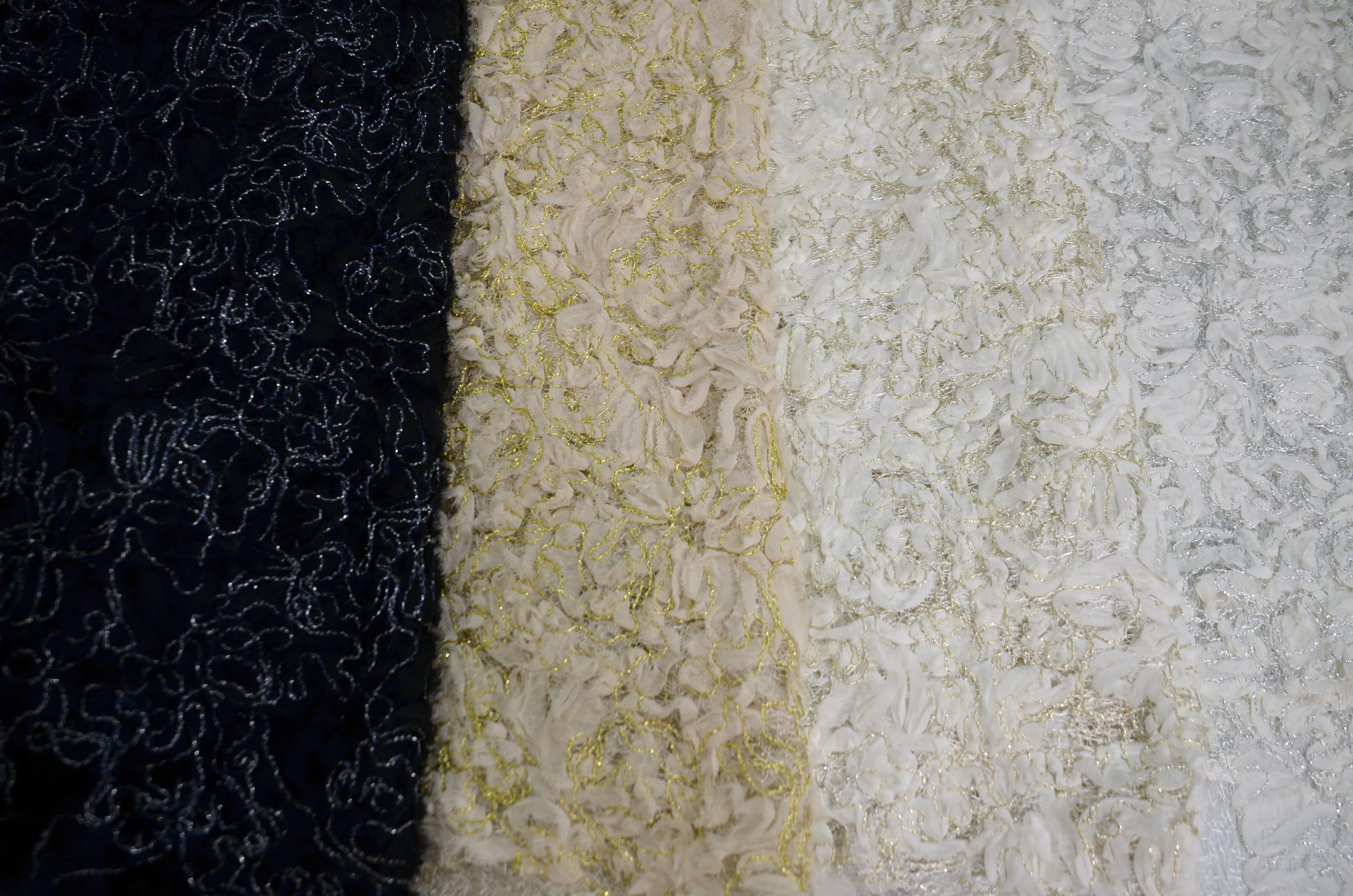 Metallic Enchanted Lace Fabric | Enchanted Sheer Embroidery | 52" Wide | Patina Sheer Lace | Blissful Sheer Lace |