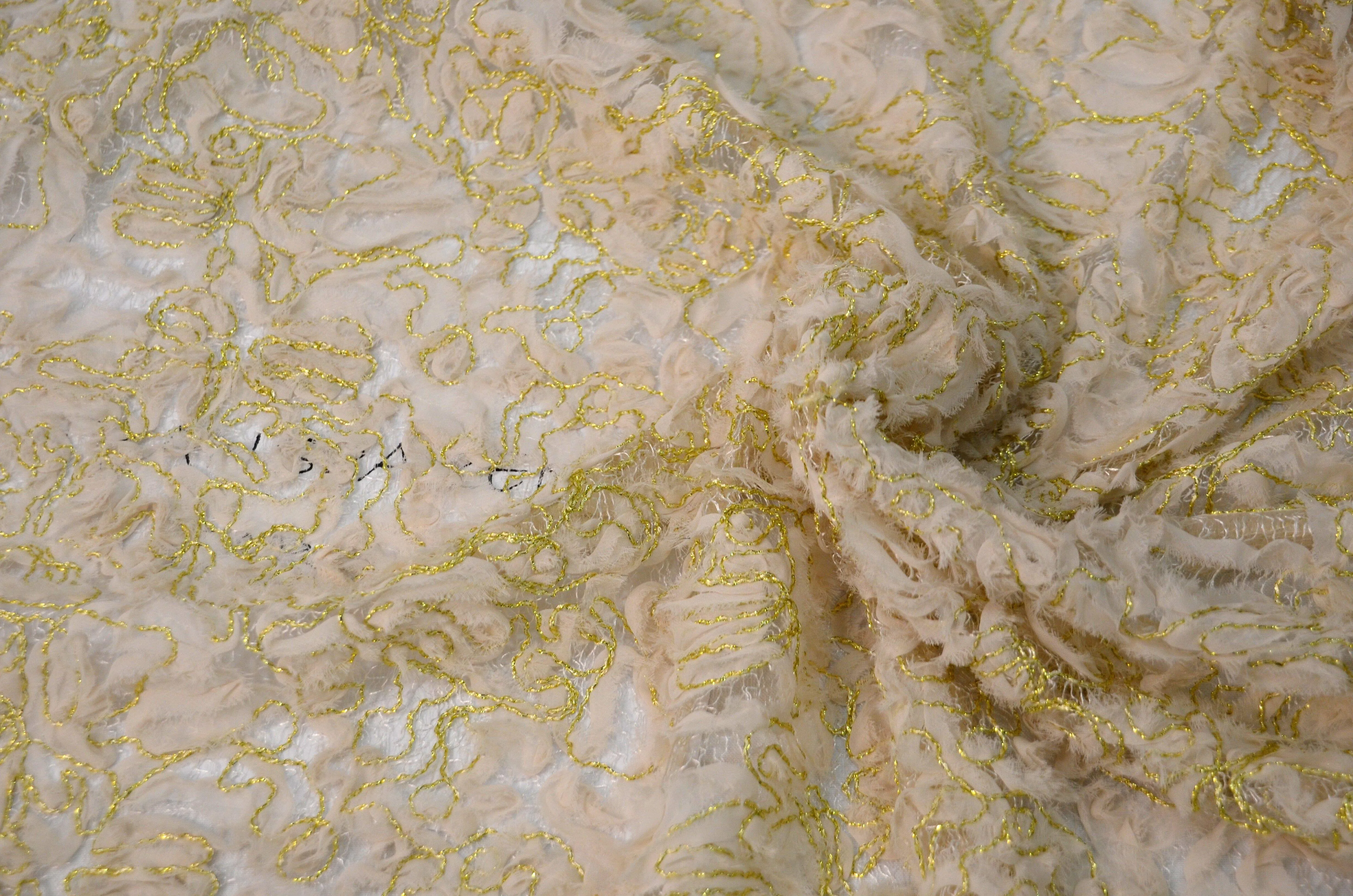 Metallic Enchanted Lace Fabric | Enchanted Sheer Embroidery | 52" Wide | Patina Sheer Lace | Blissful Sheer Lace |
