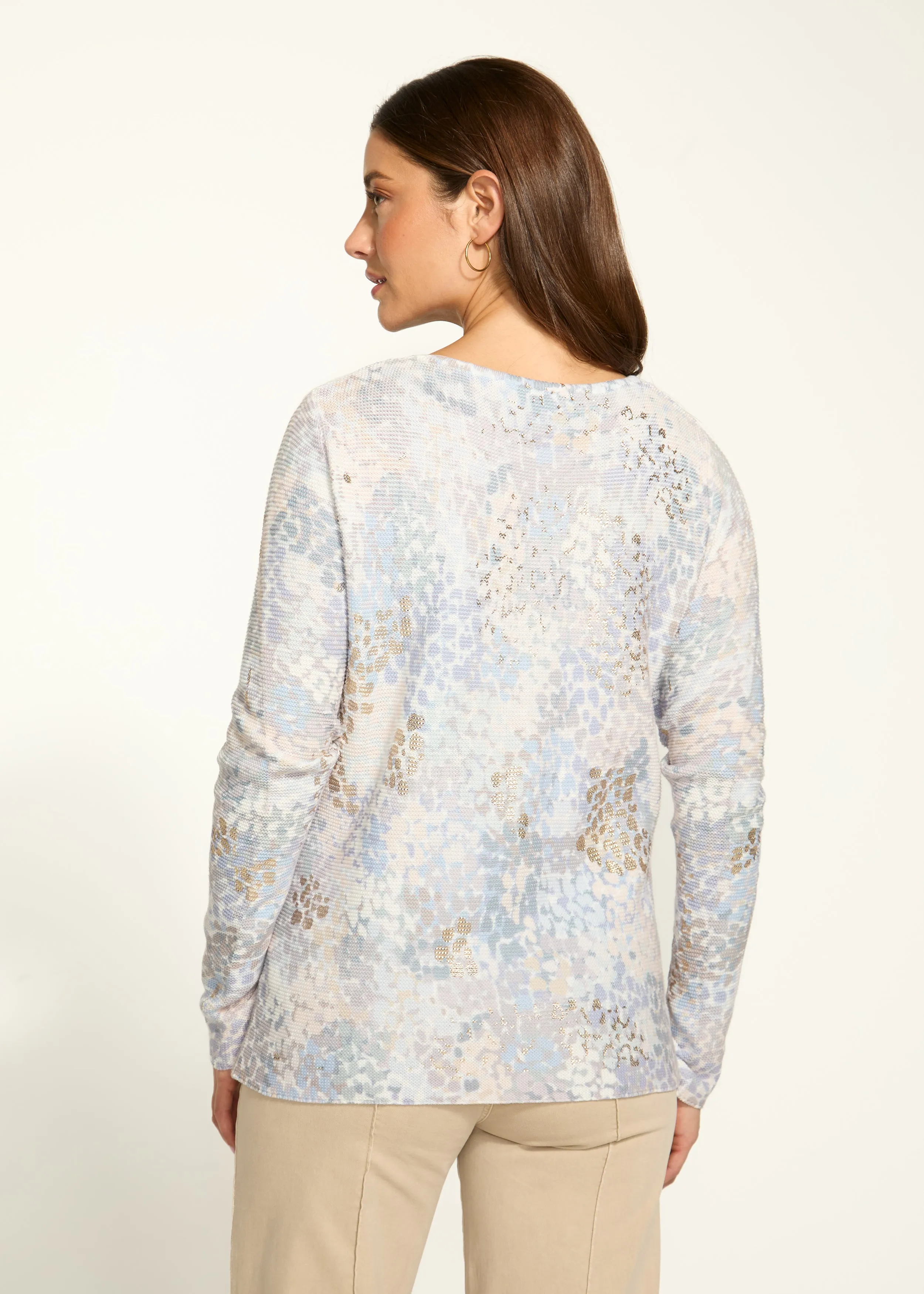 Metallic Printed Sweater, Spectral Neutral