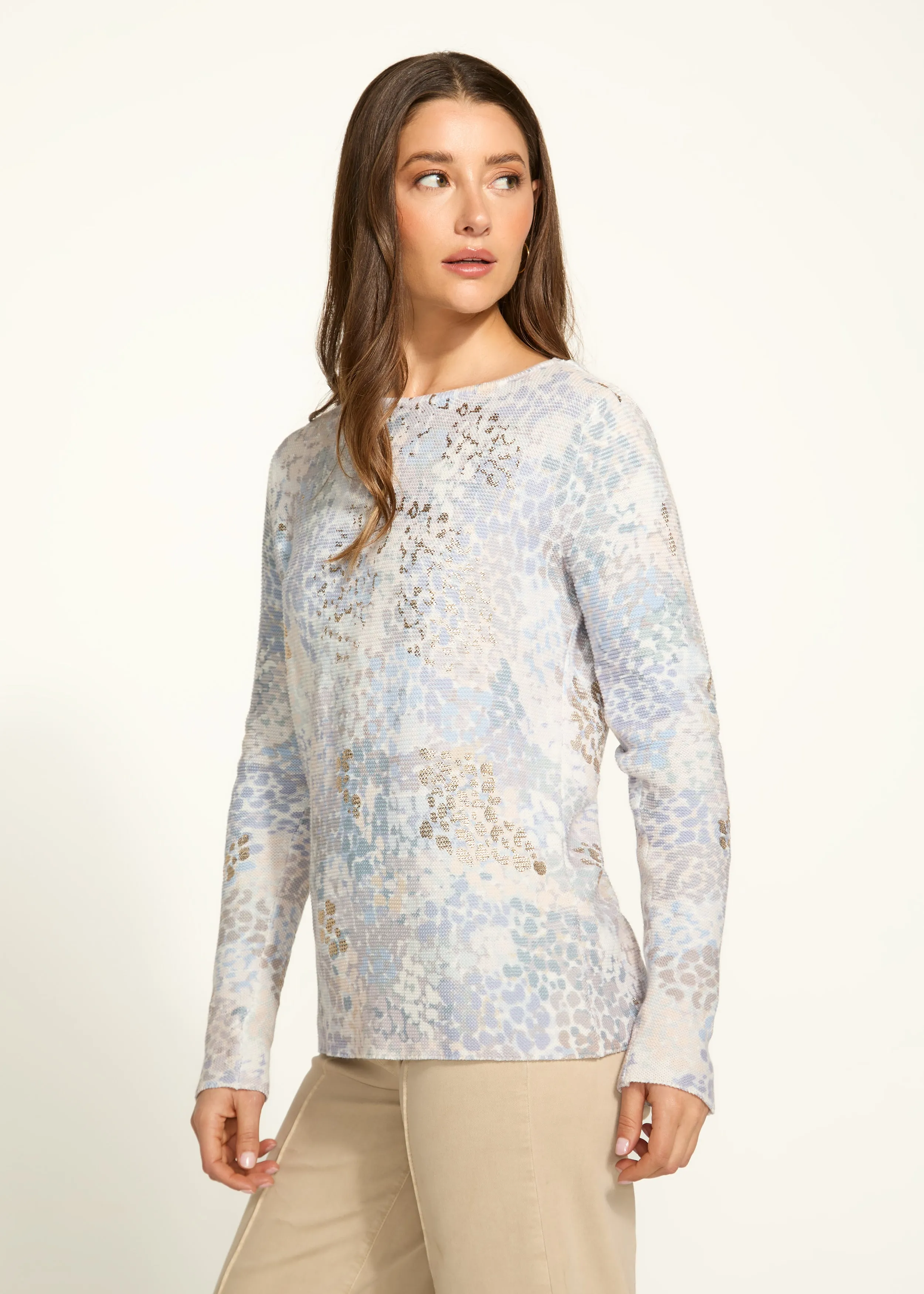 Metallic Printed Sweater, Spectral Neutral