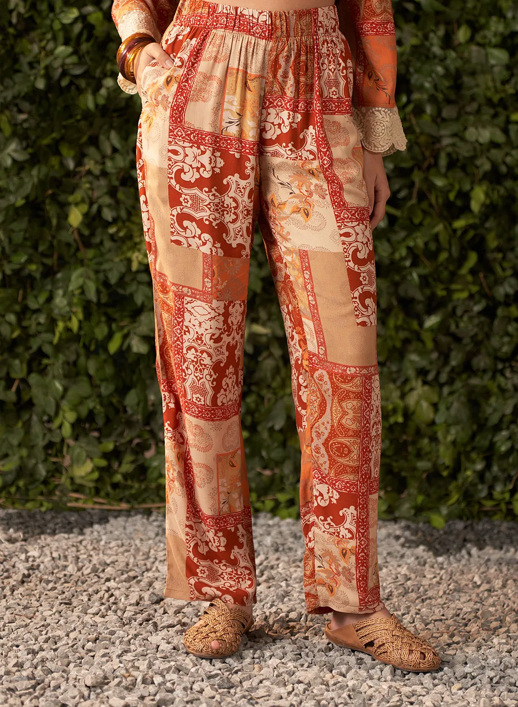 Nora Rust Printed Rayon Kurta Set for Women
