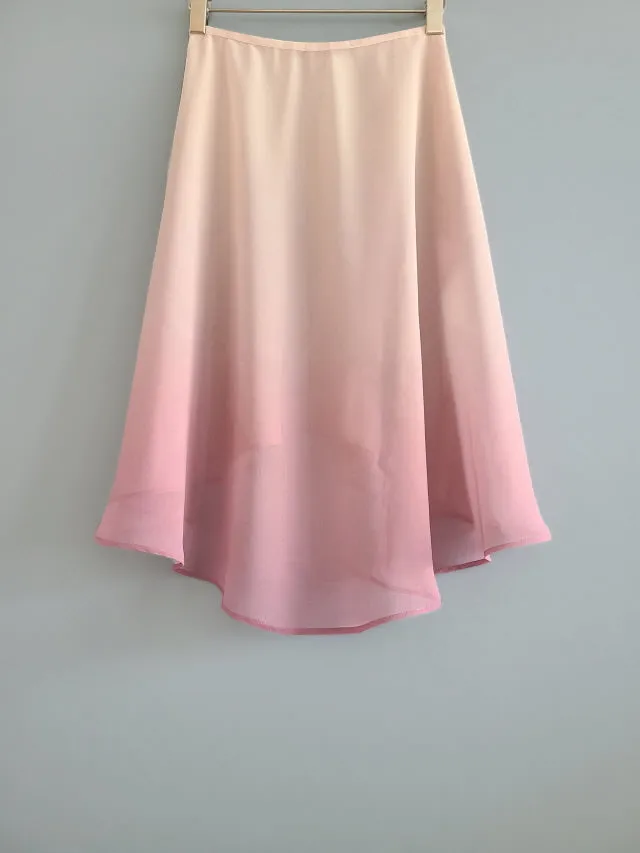 Nude Peach Ombre Chiffon Wrap Skirt (Long)