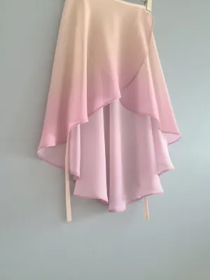 Nude Peach Ombre Chiffon Wrap Skirt (Long)