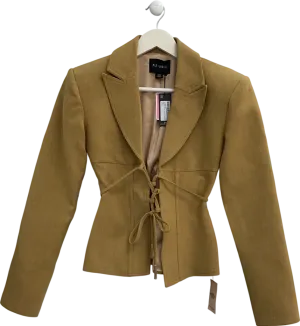 PrettyLittleThing Yellow Light Tobacco Tailored Lace Up Corset Blazer UK 8