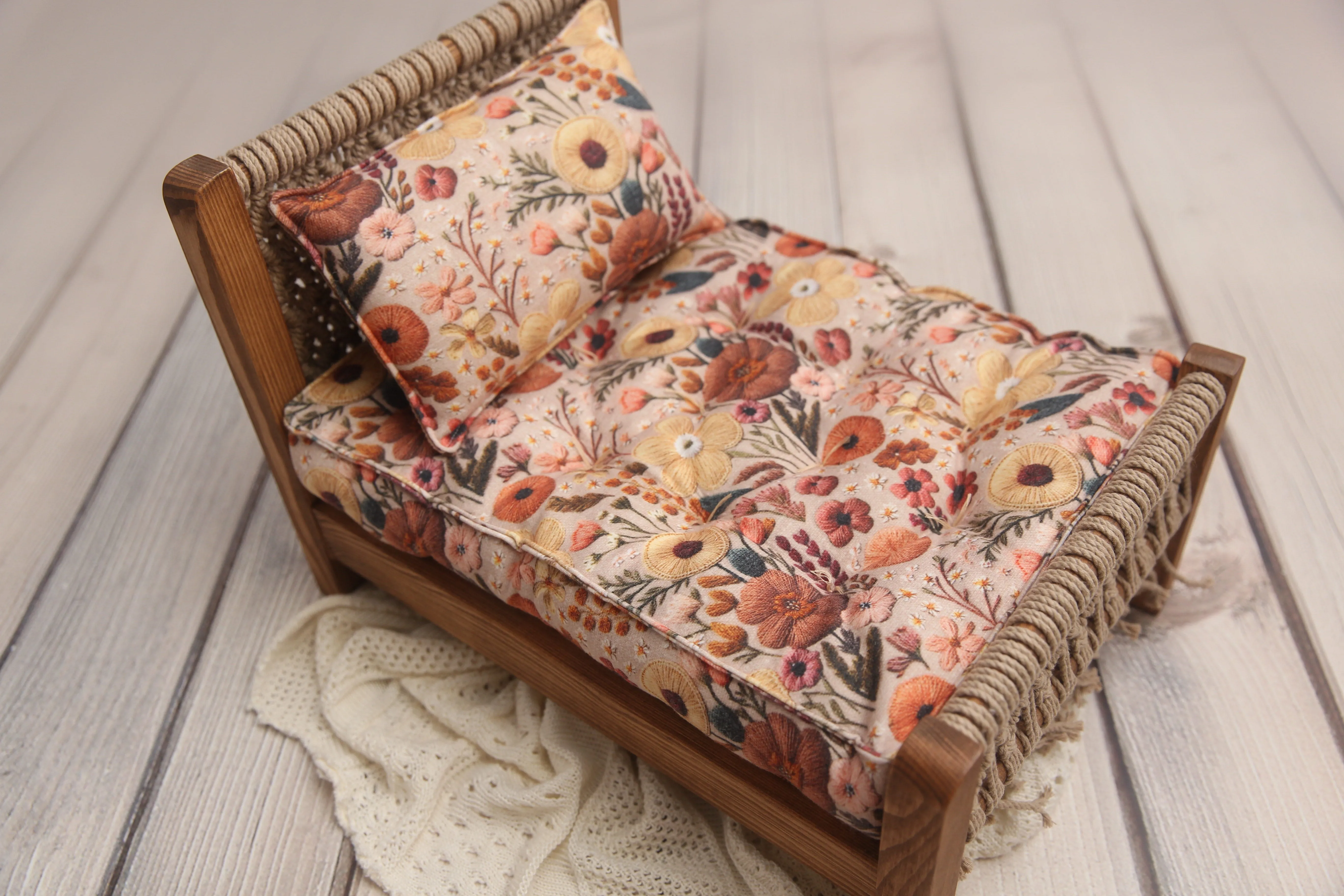 REVERSIBLE 2 Color "Faux Embroidered" Spring Floral- NB Mattress- MADE TO ORDER