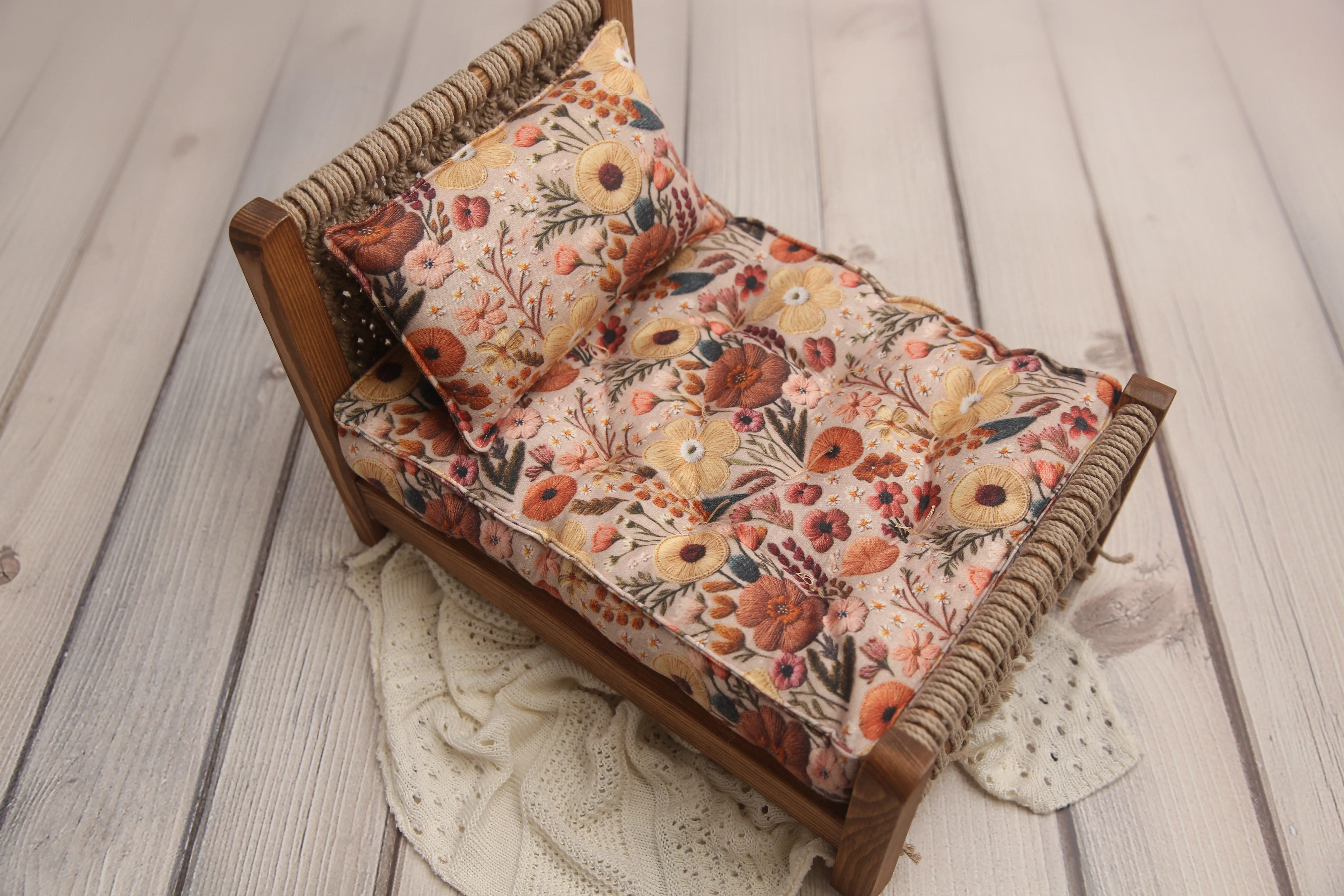 REVERSIBLE 2 Color "Faux Embroidered" Spring Floral- NB Mattress- MADE TO ORDER