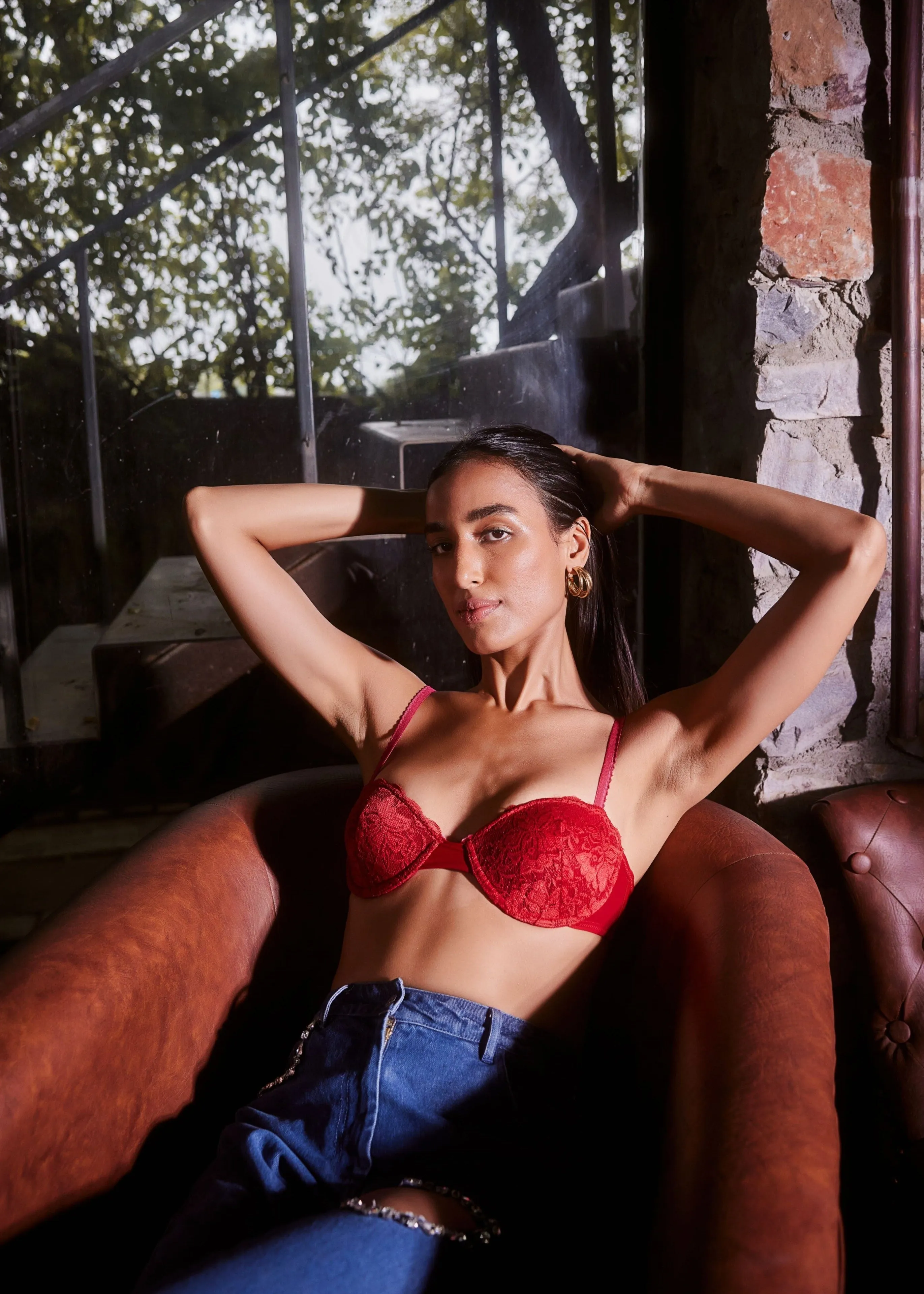 Ruby Red Lace Plunge Balconette Bra