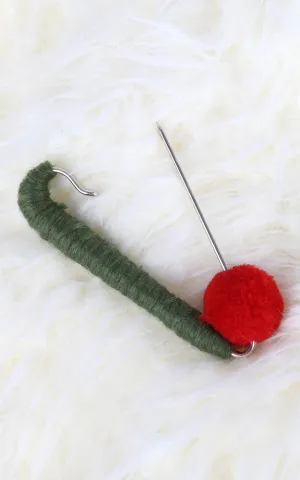 YHP10001 Green Red Small Cloth Safety Pin Brooch